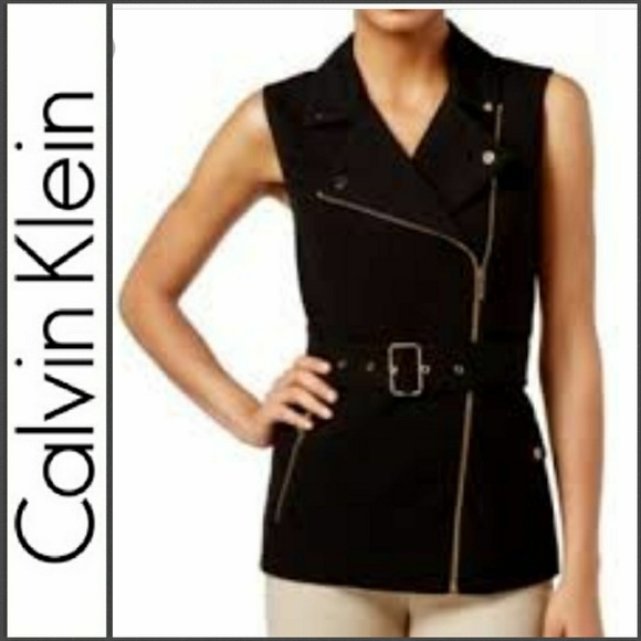 New CALVIN KLEIN Belted Moto Vest - Picture 2 of 4